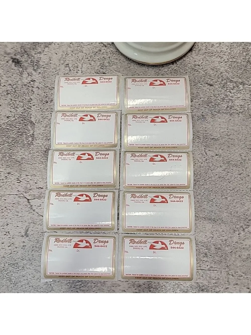 Vintage prescription labels